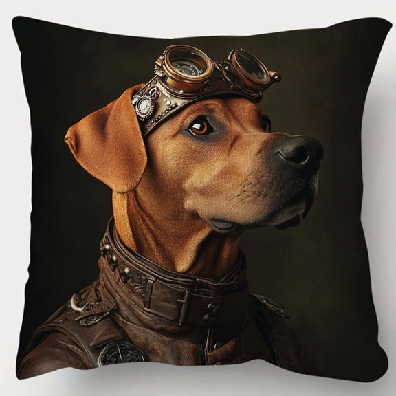 Steampunk Rhode Island Dog Decorative Pillowcase, Double Sided Printed, Zip Closed, Hand Wash Only - Suitable for Sofa, Living Room, Bedroom, Office Home Decor