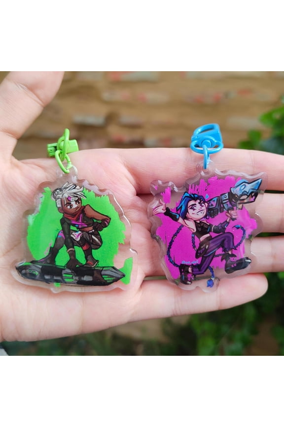 Steampunk Rival Anime Duo Acrylic Keychain Cute Chibi Bag Charm Gamer Gift, random 1 pack