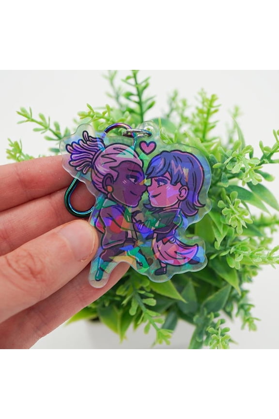 Steampunk Rival Duo Anime Style Acrylic Keychain Cute Chibi Backpack Charm Gamer Gift