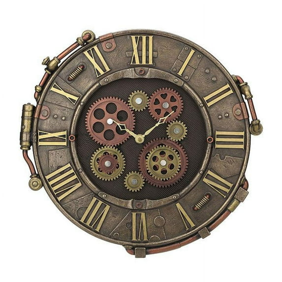 Steampunk Rivet Metal Plate Wall Clock - Steampunk Sculpture - Cold Cast Bronze