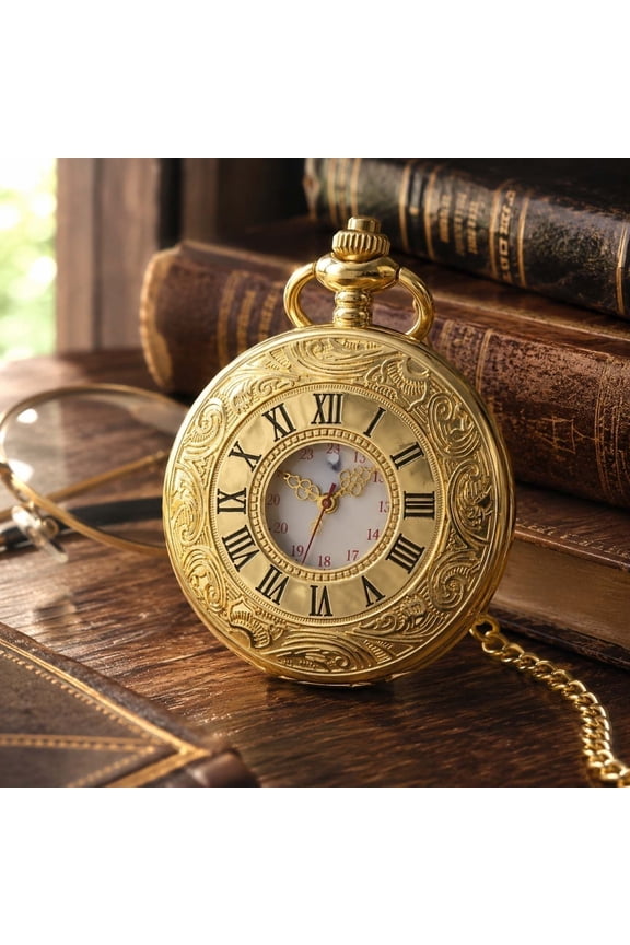 Steampunk Roman Numeral Pocket Watch, Vintage Quartz With Chain Fashion Design, For Men Women Retro Pendant, Watch for Daily Wear Collection Gift Giving