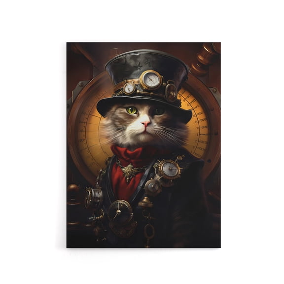 Steampunk Seacat Captain Concept Canvas Wall Art Print 12X16"