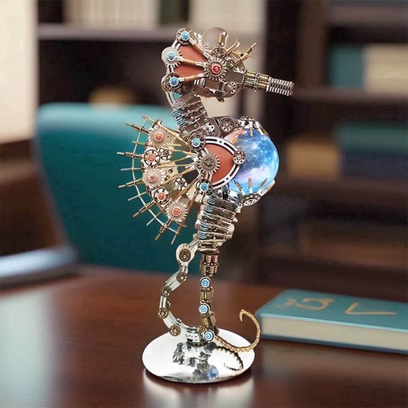 RBrickstem Steampunk Seahorse Metal Collectible Interlocking Block Building Set 1-Pack Big