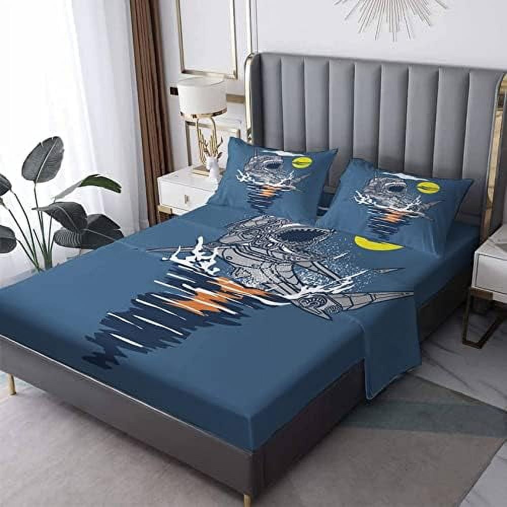 Steampunk Sheets Full Size Mechanical Shark Bed Sheets Set Bedroom