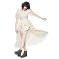 thumbnail image 1 of Steampunk Short Sleeves Dress with Ruffle, Beige - 2XL, 1 of 1