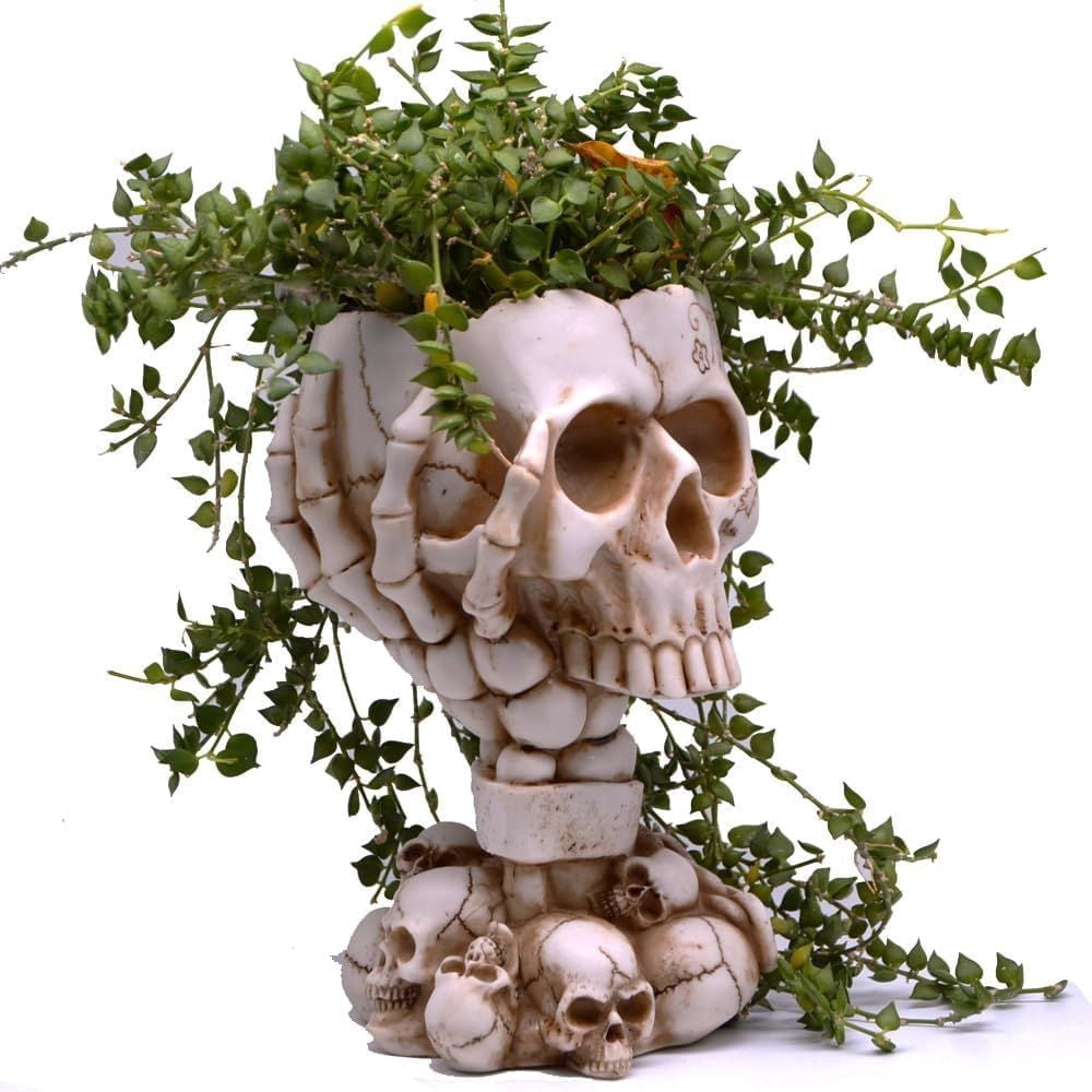 Steampunk Skull Planter Flowerpot with Drainage Hole for Gothic Plants