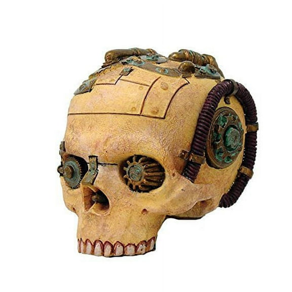 Steampunk Skull Skeleton Gear Pipe Paperweight Statue Figurine