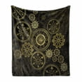 thumbnail image 1 of Steampunk Soft Flannel Fleece Blanket, Dark Toned Mechanical Composition Including Various Wheels Gears Image, Cozy Plush for Indoor and Outdoor Use, 70" x 90", Dark Brown Sand Brown, by Ambesonne, 1 of 6