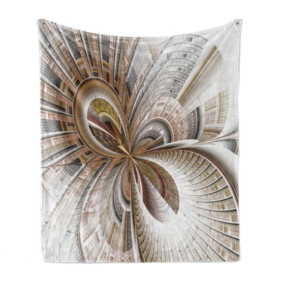 Steampunk Soft Flannel Fleece Throw Blanket, Abstract Fractal Artwork of Curved and Bent Shapes and Lines Design, Cozy Plush for Indoor and Outdoor Use, 50" x 70", Multicolor, by Ambesonne