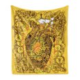 thumbnail image 1 of Steampunk Soft Flannel Fleece Throw Blanket, Mechanical Factory Heart Image with Running Machinery Print, Cozy Plush for Indoor and Outdoor Use, 50" x 70", Dark Brown Orange, by Ambesonne, 1 of 6