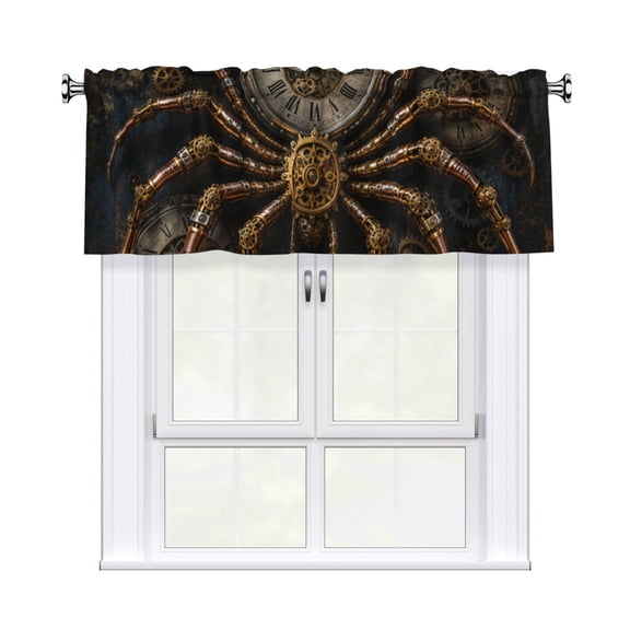 Steampunk Spider Clockwork Art Window Valances Rod Pocket Decorative Curtain Valance for Bathroom Bedroom Living Room 54 x 18 in, 1 Panel