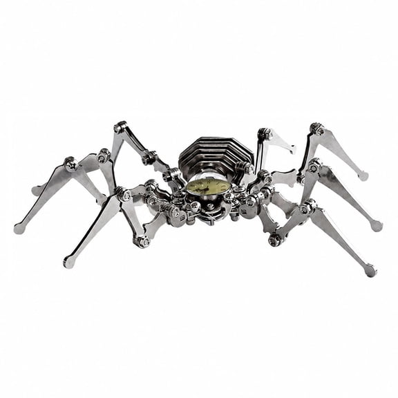 Steampunk Spider Desk Clock, 9.84 Inch Metal Articulated Figurine Timepiece, for Office Study Shelf Table Decor