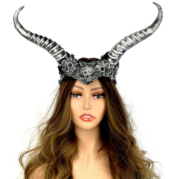 Steampunk Style Luxury Metallic Ram Goat Horn Devil Headband Halloween Costume Masquerade Cosplay Prom Ball Party