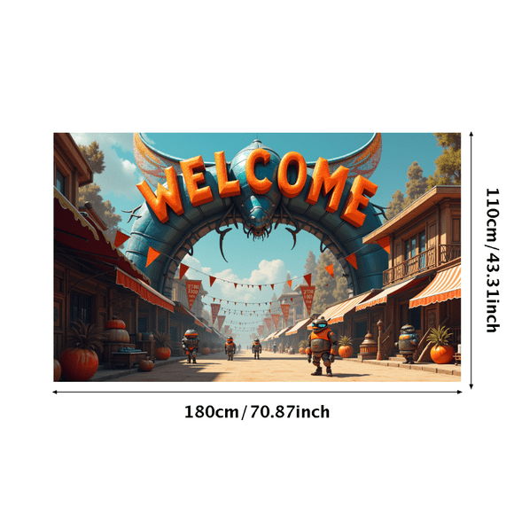 Steampunk Style Neon Welcome Banner Party Decorations Backdrop Background Event Decors Festival Celebrations Photography Props