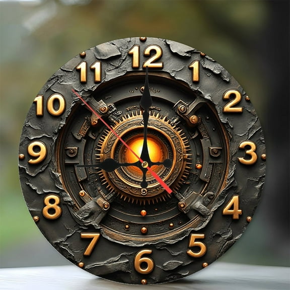 Steampunk Style Wall Clock Gear Design 10-Inch Silent Wooden Wall Clock, Battery Operated (AA Batteries Not Included), Artistic Home Decor