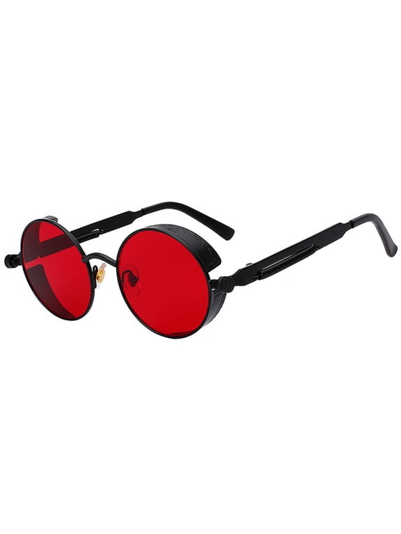 Steampunk Sunglasses - Black Frame - Sea Red Lens