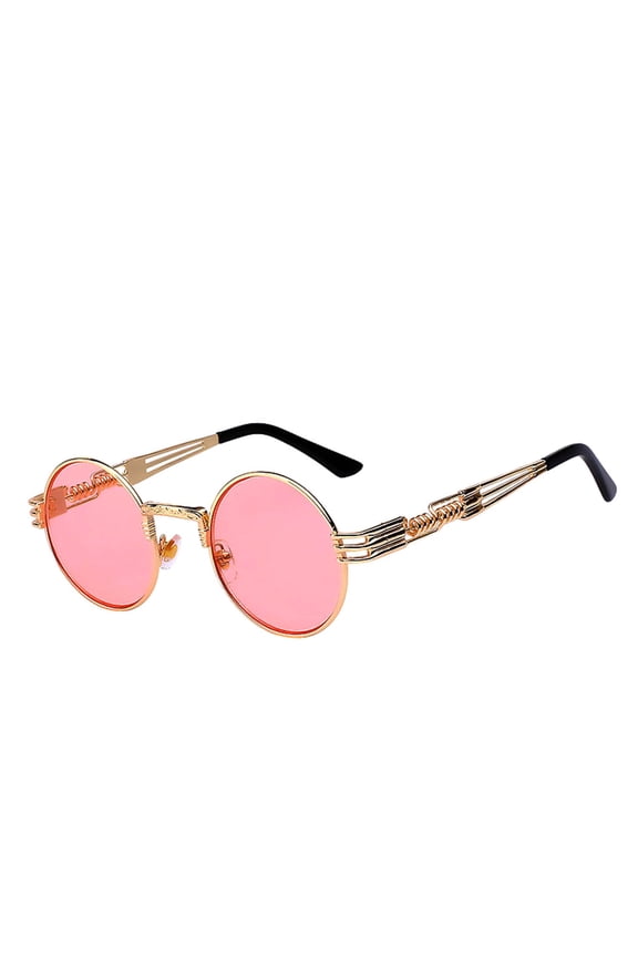 Steampunk Sunglasses / Gold Frame / Pink Lens 003