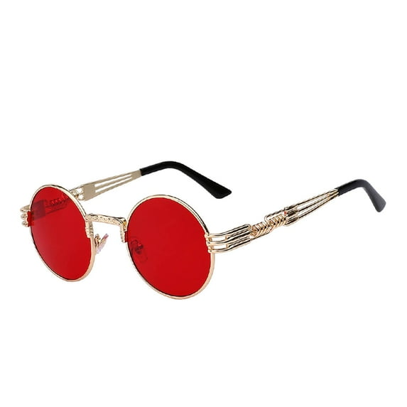 Steampunk Sunglasses / Gold Frame / Red Lens 003
