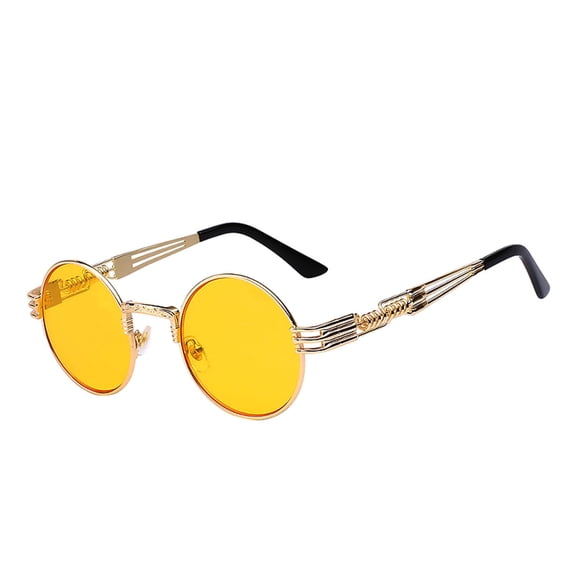Steampunk Sunglasses / Gold Frame / Yellow Lens 003