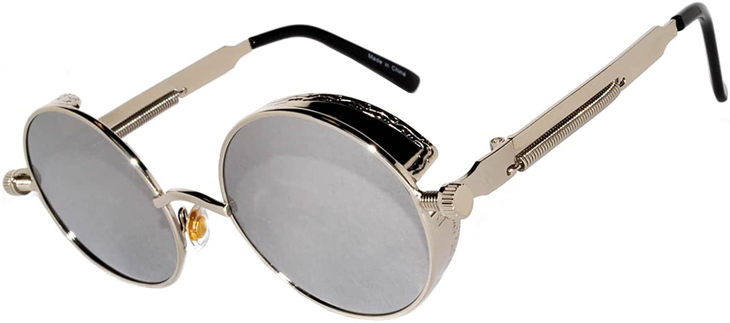 Steampunk Sunglasses - Silver Frame - Silver Mirror Lens  display picture 2