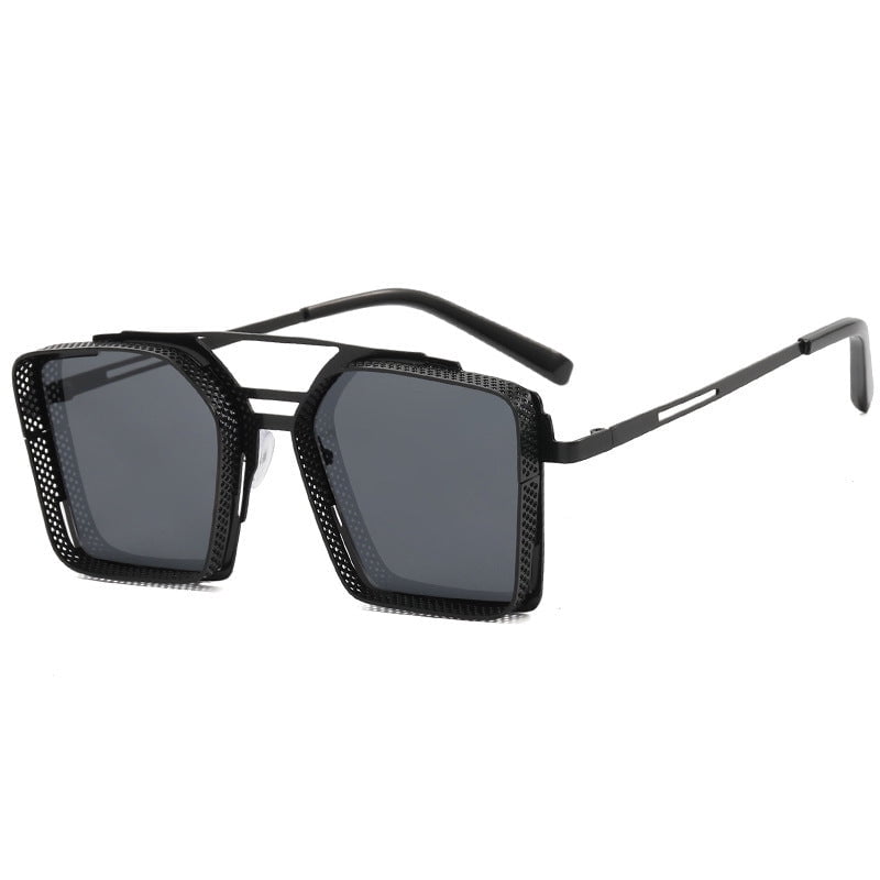 Double Beam Square Metal Sunglasses