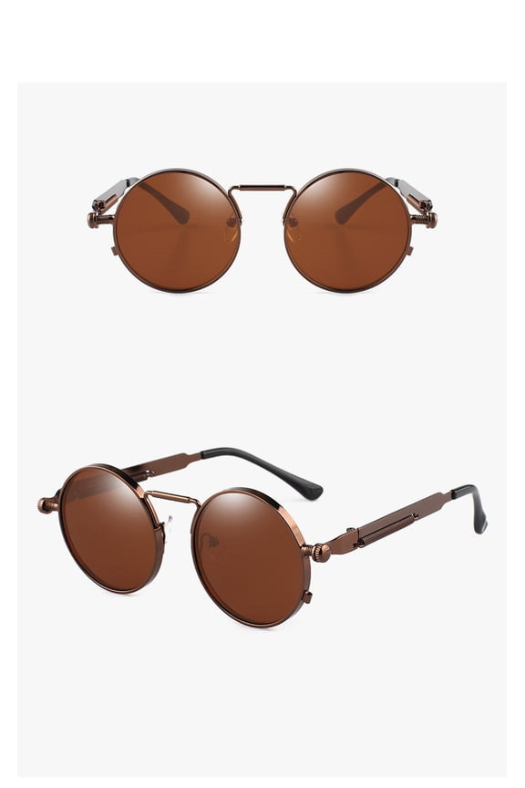 Steampunk Sunglasses for Men and Women, Metal Frame, PC Lens, 80% Light Perspective, Fashion Eyewear, UV Protection
