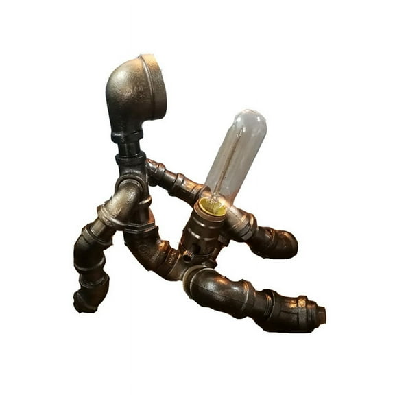 Steampunk Table Lamp,Robot Design Industrial Water Pipe Lamp, Retro Decoration, Personalized US Plug