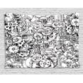 thumbnail image 1 of Steampunk Tapestry, Hand-Drawn Monochrome Doodle with Cluster of Manufacturing Elements Pattern, Wall Hanging for Bedroom Living Room Dorm Decor, 60W X 40L Inches, Black and White, by Ambesonne, 1 of 2