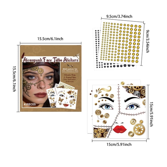 Steampunk Temporary Face Tattoos For Halloween Makeup