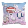 thumbnail image 1 of Steampunk Throw Pillow Cushion Cover, Vintage Airships and Zeppelins Flying Traveling in the Cloudy Sky Doodle Image, Decorative Square Accent Pillow Case, 18 X 18 Inches, Multicolor, by Ambesonne, 1 of 2