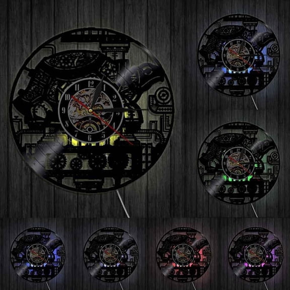 Steampunk Turtle Wall Clock Steampunk Sea Turtle Vintage Ornament Gear Cogs Vinyl Record Clock Animal Lovers Decorative Clock