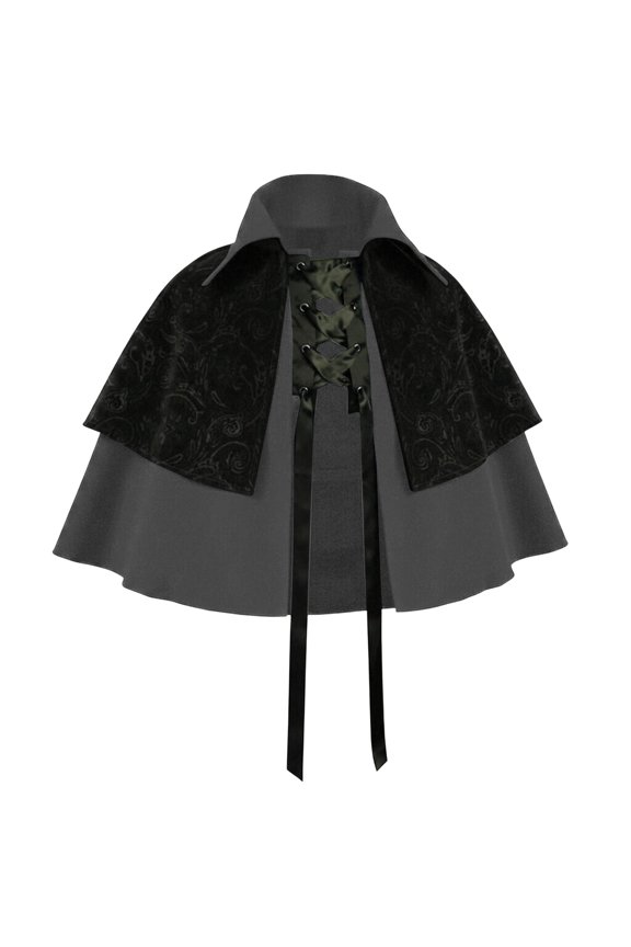 Steampunk Victorian Cape for Men Medieval Theater Western Renaissance Cloak Lace-Up Color Block Capelet