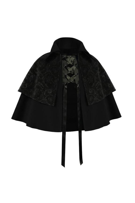 Steampunk Victorian Cape for Men Medieval Theater Western Renaissance Cloak Lace-Up Color Block Capelet