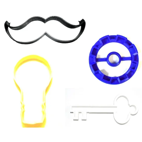 Steampunk Victorian Key Gear Mustache Moustache Light Bulb Cookie Cutter Pr1009