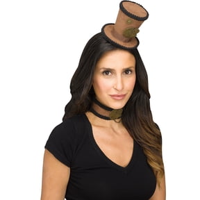 Steampunk Victorian Mini Hat Headband Choker Brown Costume Accessory Kit Set