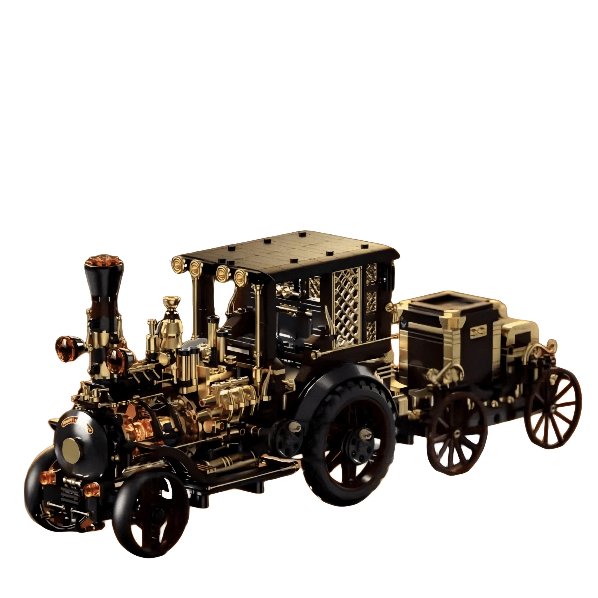 Steampunk Vintage Steam Car Building Blocks, Retro Mechanical Model Kit for Display, Home Office Table Decor (1331Pcs)
