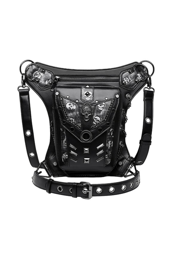 Steampunk Waist Bag Leather Motorcycle Waist Pack Shoulder Bag Satchels Thigh Bag Leg Hip