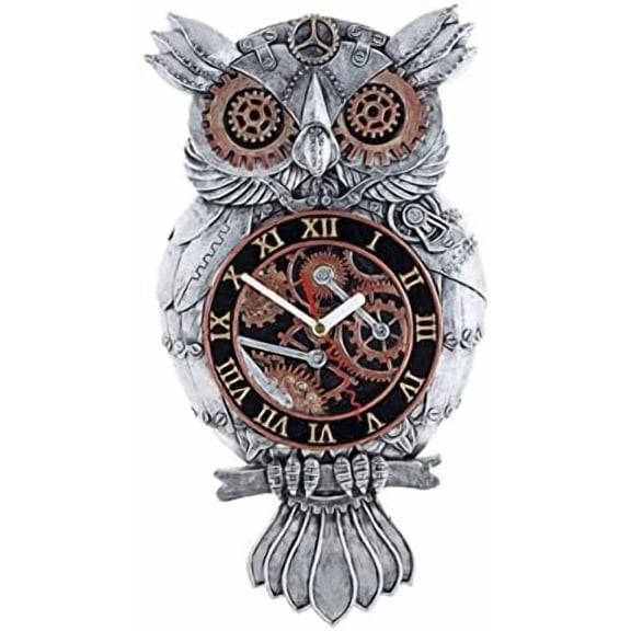Steampunk Wall Clock, Owl Decor - Handmade Resin Antique Clock for Bedroom & Living Room - Battery Operated$$Home Decor, Kitchen, & Other