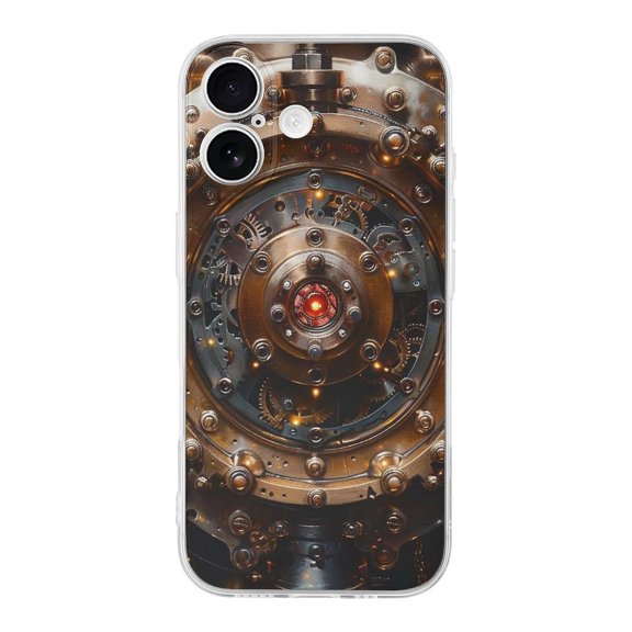 Steampunk Wheels Clockwork Phone Case Compatible with iPhone 17 TPU Transparent Shockproof Cover