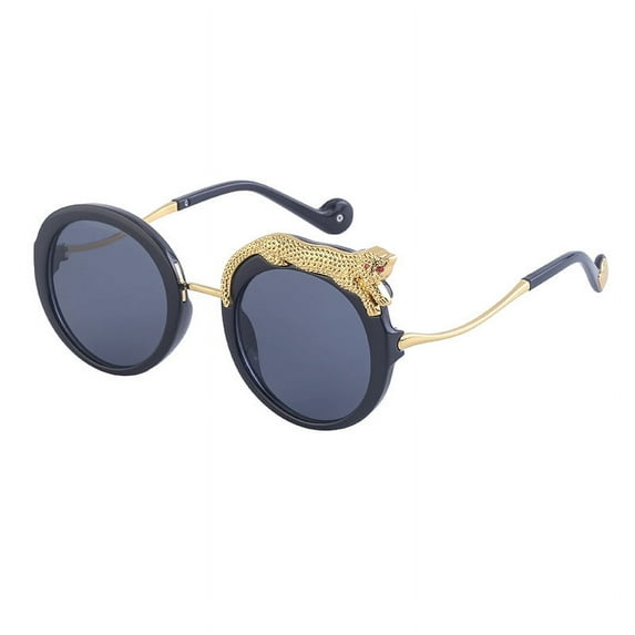 Steampunk leopard sunglasses women's European and American personality round frame vintage leopard print sunglasses women's UV400 travel beach valentine's day gifts