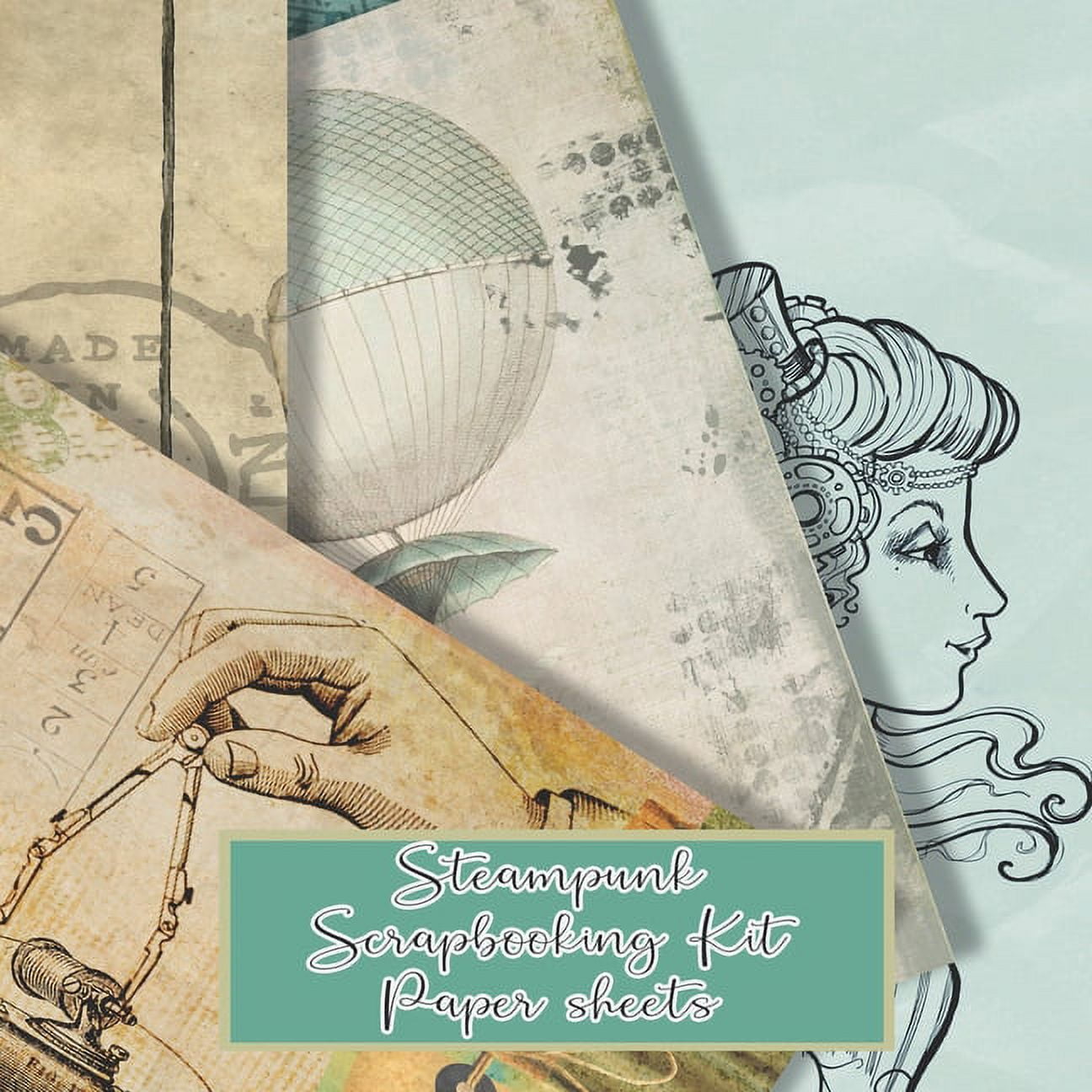 Steampunk scrapbooking kits paper sheets : Scrapbooking kit in a book for  creating your own sketchbooks - Emphera elements for decoupage, journaling,  notebooks, altered art and scrap books - Ideal for the