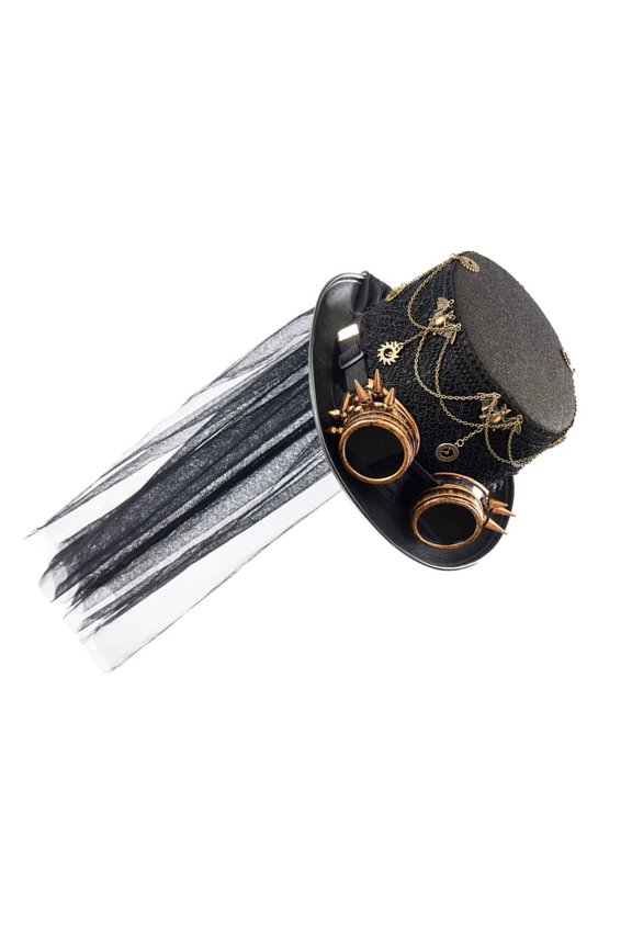 Steampunks Flat Top Hat for Women Man with Goggles Halloween Cosplay Party Costume Hat GothicStyle Hat Music Festival Hat