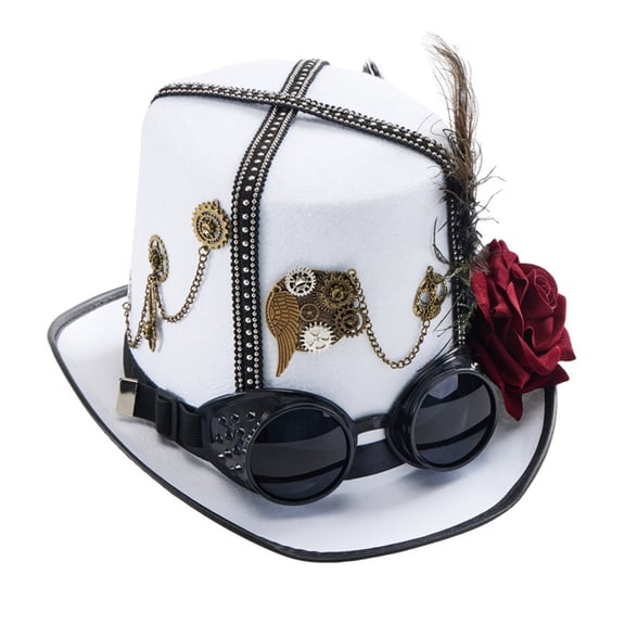 Steampunks Top Hat Nonwoven Victorians Hat with Goggles Unisex Costume Hat HippiesHat Halloween Party Supply