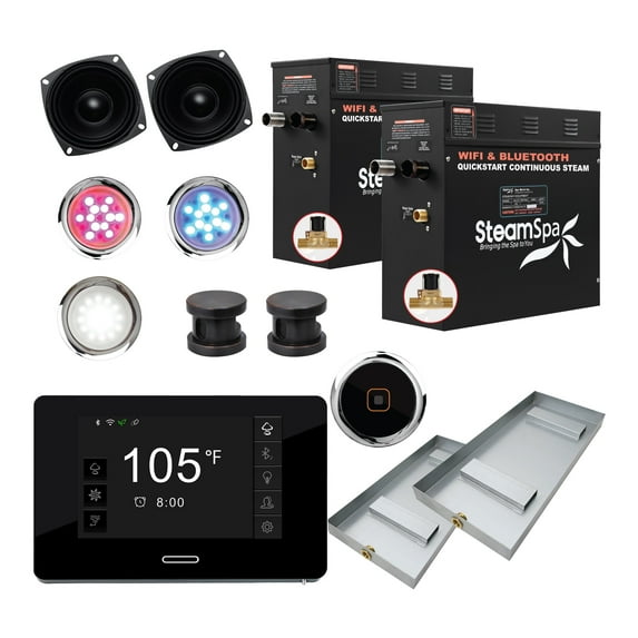 Black Series 18kW Steam Bath Generator with Continuous Steam Plus Quick Start Tech and Auto Drain in Oil Rubbed Bronze