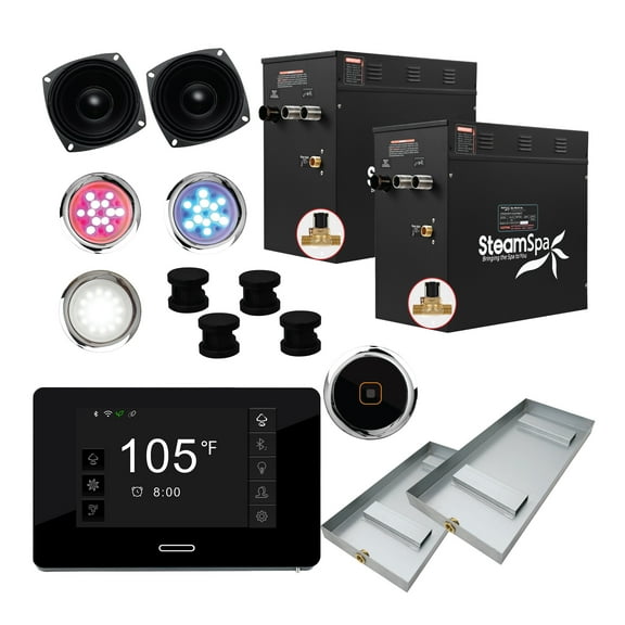 Black Series 21kW Steam Bath Generator with Continuous Steam Plus Quick Start Tech and Auto Drain in Matte Black