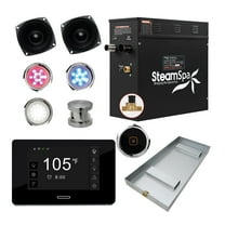 Black Series 6kW Steam Bath Generator with Wireless Bluetooth / Wifi Operation and Auto Drain in Brushed Nickel
