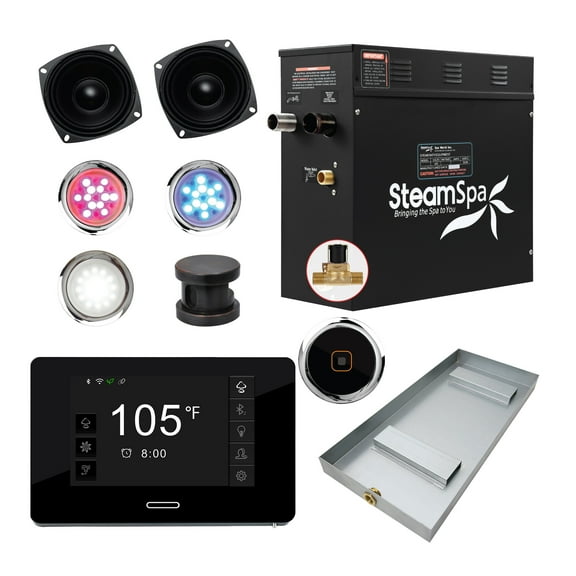 Black Series 6kW Steam Bath Generator with Wireless Bluetooth / Wifi Operation and Auto Drain in Oil Rubbed Bronze