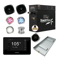 Black Series 7.5kW Steam Bath Generator with Wireless Bluetooth / Wifi Operation and Auto Drain in Polished Chrome