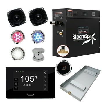 Black Series 7.5kW Steam Bath Generator with Wireless Bluetooth / Wifi Operation and Auto Drain in Polished Chrome