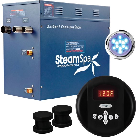 Steamspa In1200 Indulgence 12 Kw Quickstart Steam Bath Generator Package - Black